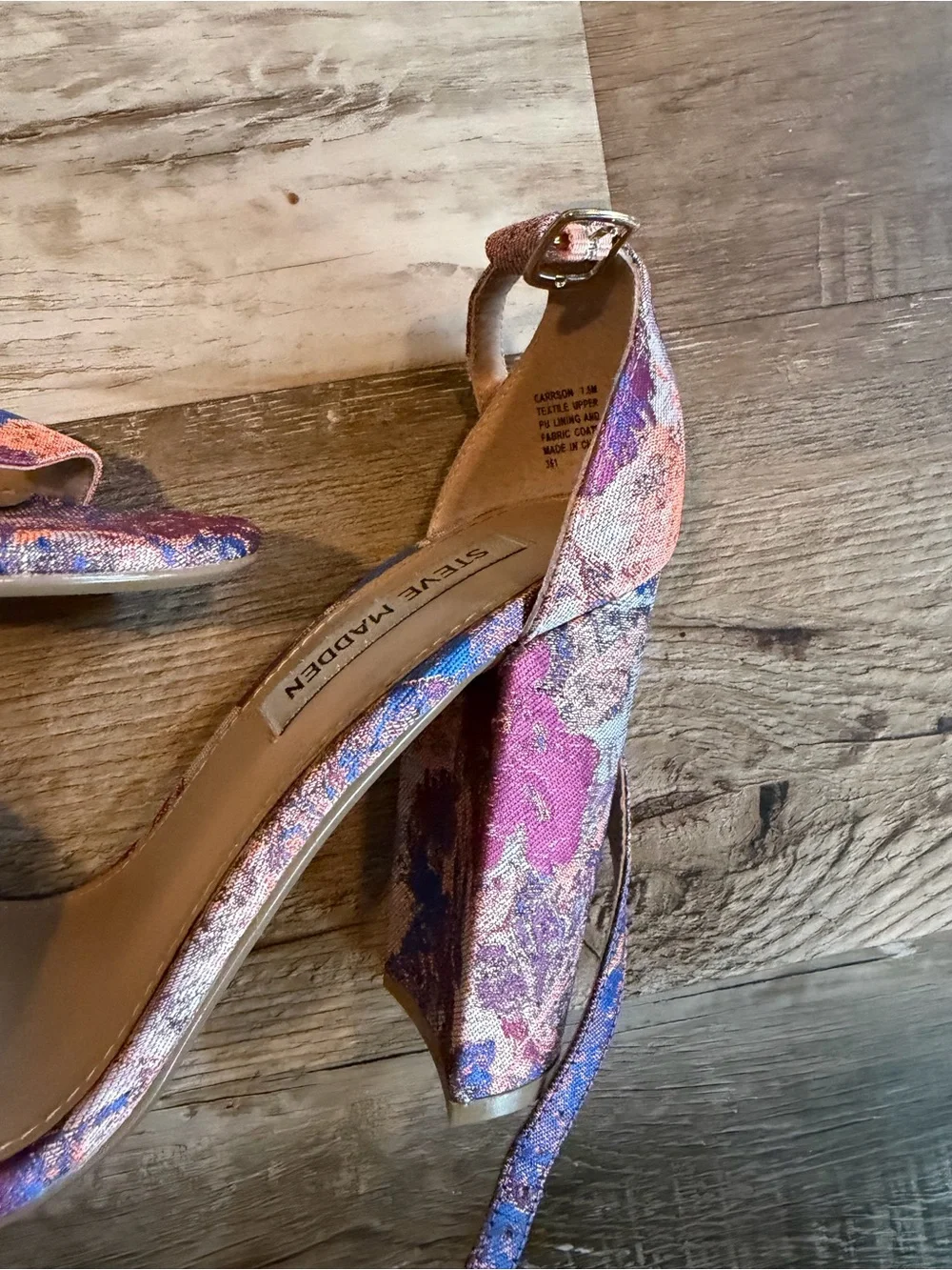 Steve Madden Pink and Blue Floral Block Heel Sandals